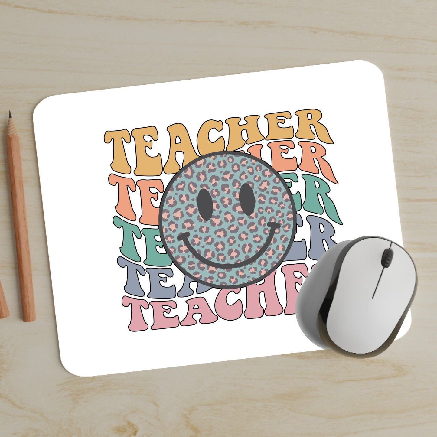 Retro Smiley Teacher Mouse Pad